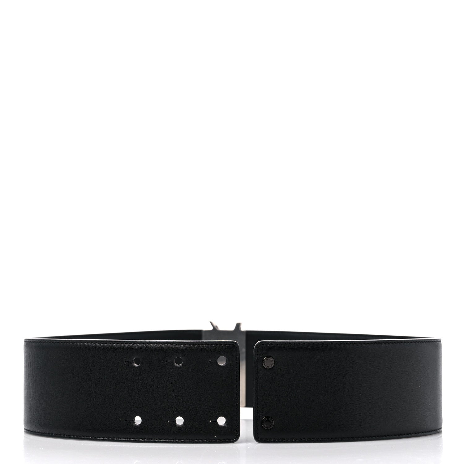 Saint Laurent Calfskin Crystal Monogram Belt 70 28 Black 2 of 6