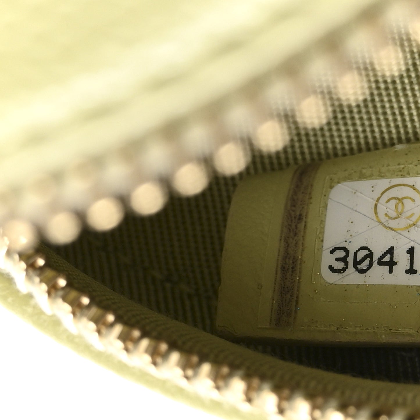Caviar Quilted French New Wave Round Clutch With Chain Light Green