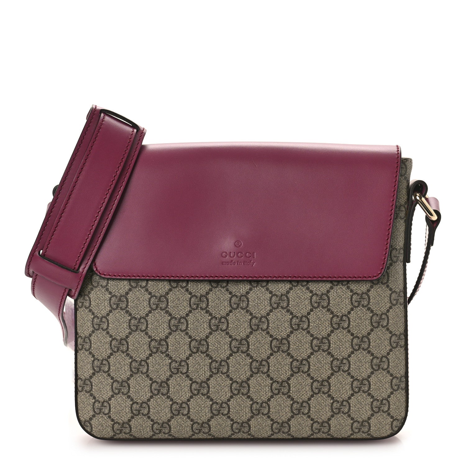 Gucci GG Supreme Monogram Selleria Calfskin Medium Satchel Messenger Bag Beige Ebony New Rosette 1 of 8
