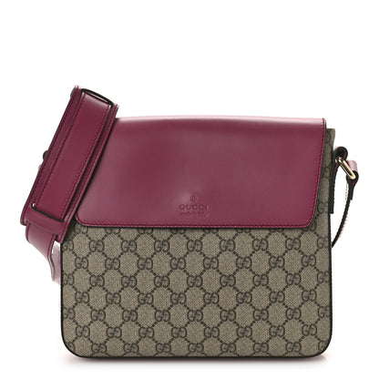 Gucci GG Supreme Monogram Selleria Calfskin Medium Satchel Messenger Bag Beige Ebony New Rosette 1 of 8