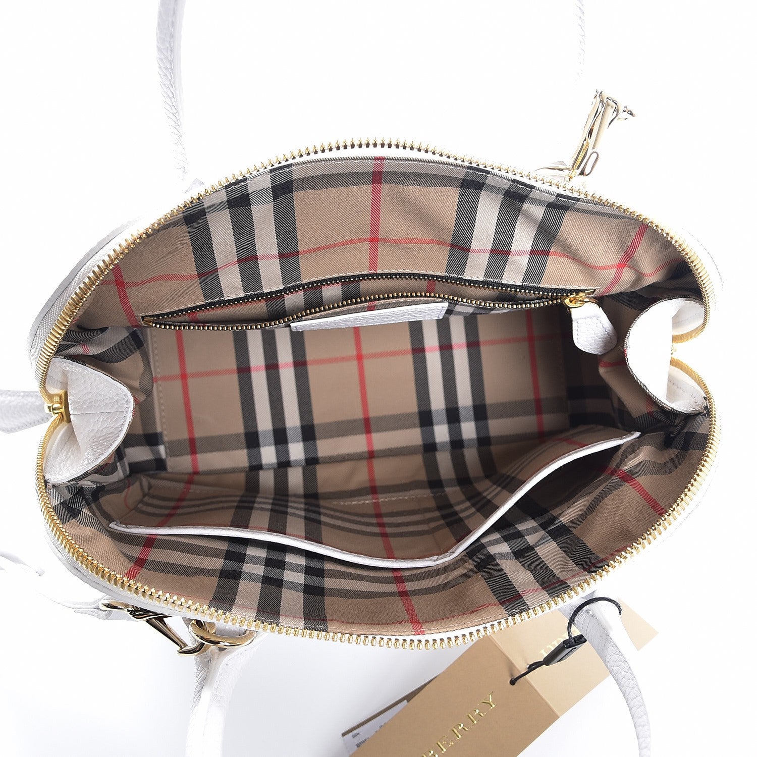 Burberry London Grainy Calfskin Small Greenwood Bowling Bag White 6 of 11
