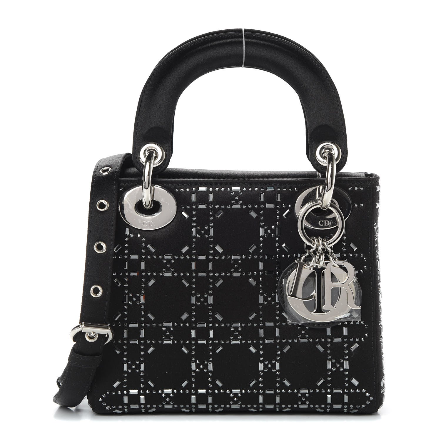 Christian Dior Satin Crystal Cannage Mini Lady Dior Black 1 of 11