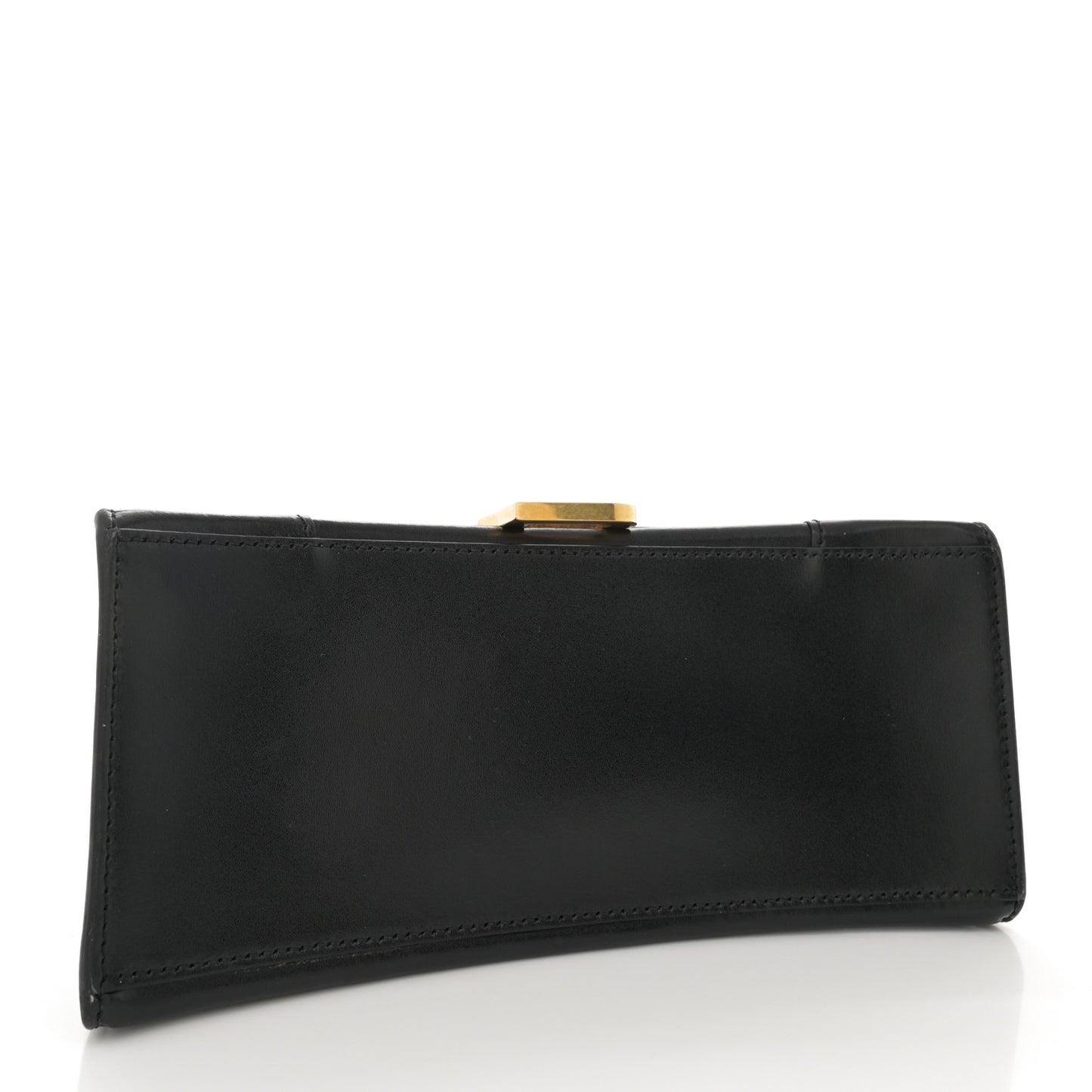Shiny Box Calfskin Small Hourglass Top Handle Bag Black