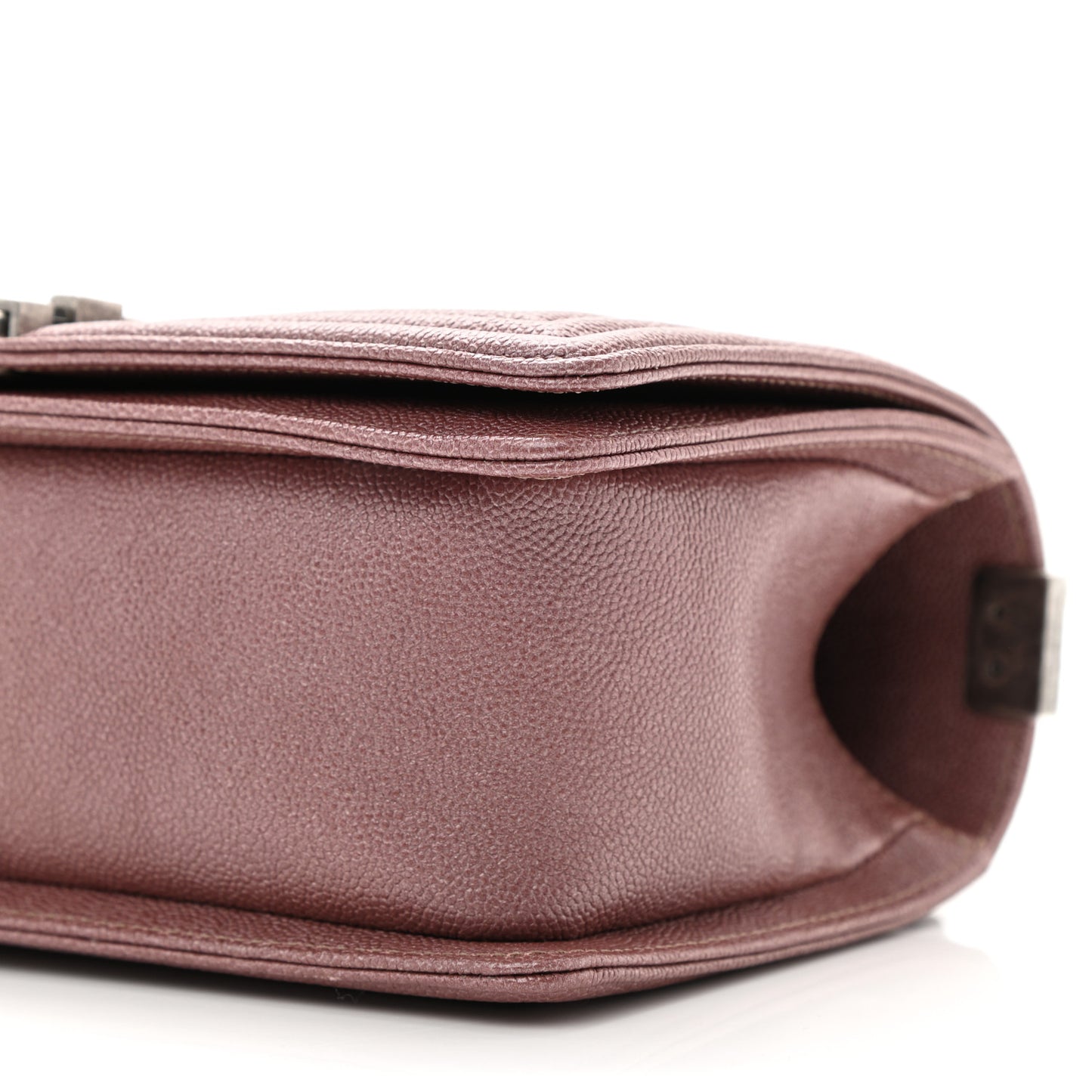 Metallic Caviar Chevron Quilted Medium Boy Flap Dark Pink