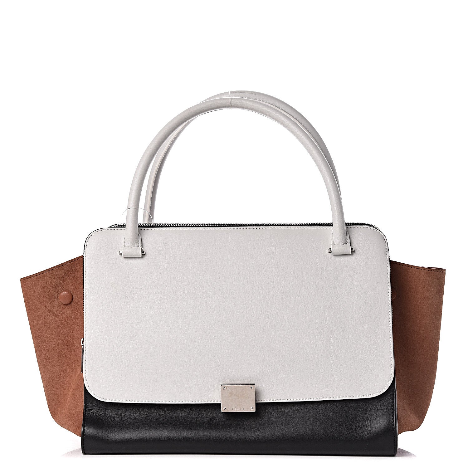 Celine Calfskin Suede Tri-Color Double Zip Trapeze Peach 1 of 12