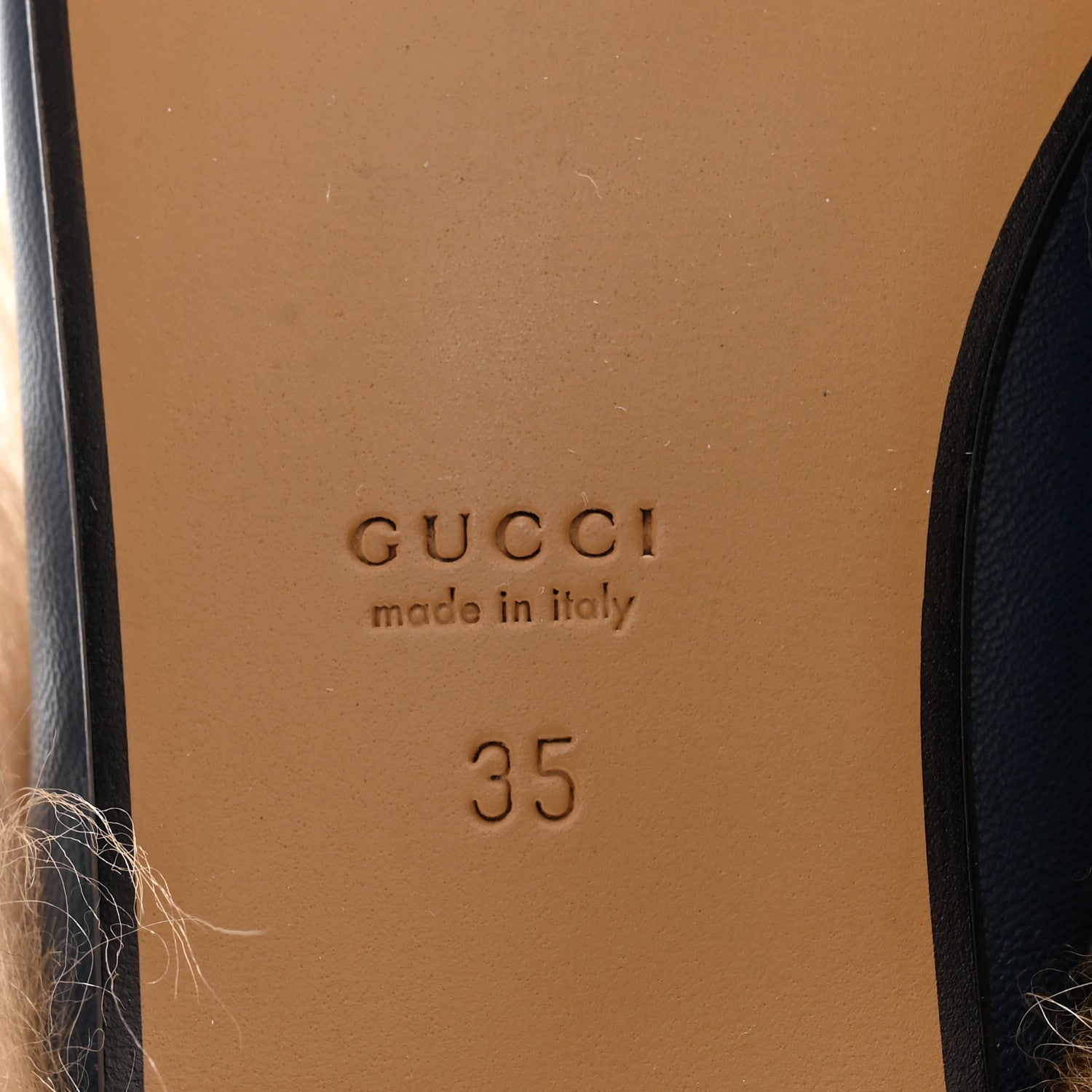 Gucci Malaga Kid Fur Womens Princetown Slippers 35 Blue Agata 7 of 9