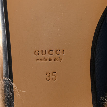 Gucci Malaga Kid Fur Womens Princetown Slippers 35 Blue Agata 7 of 9
