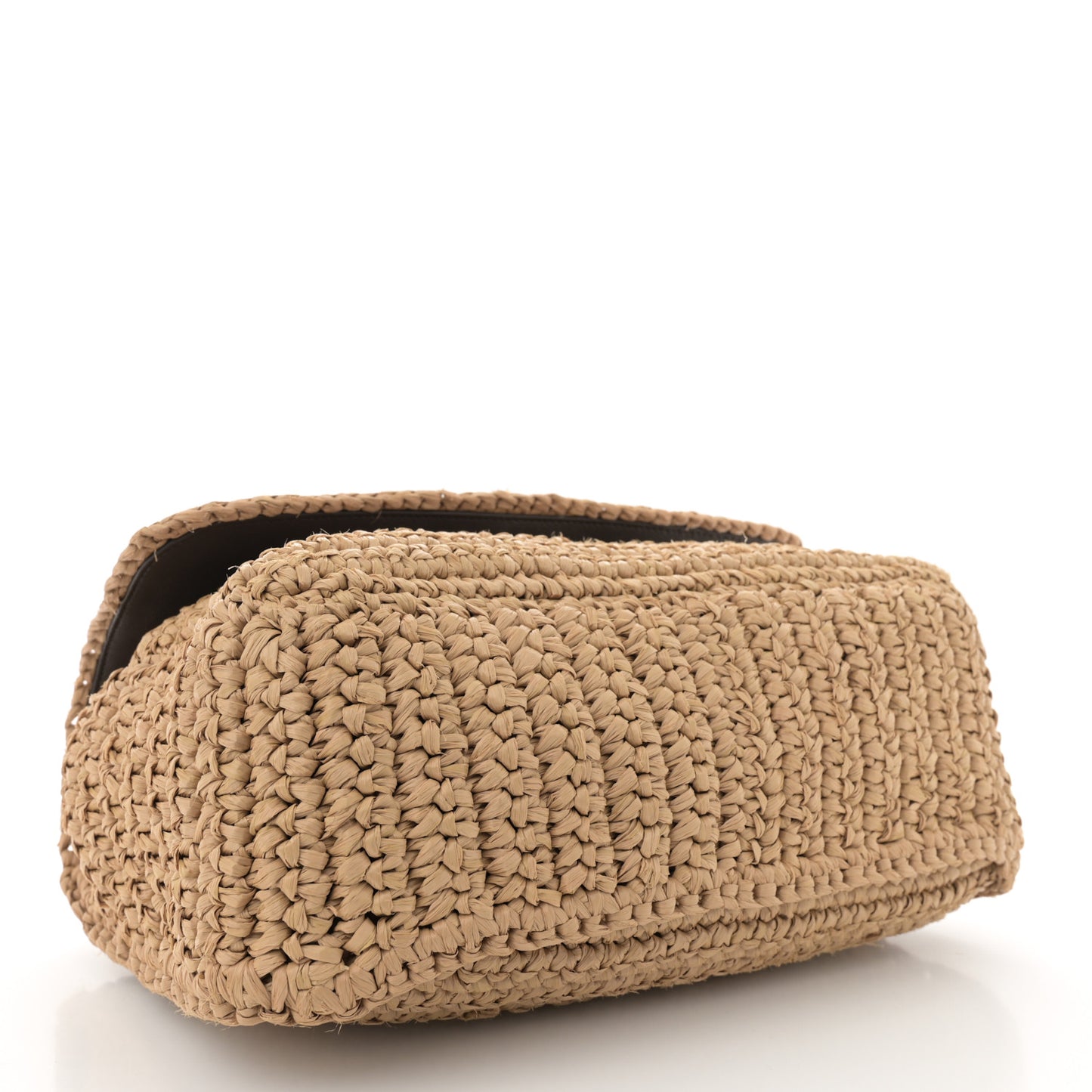 Raffia Calfskin Monogram Medium Niki Chain Satchel Natural