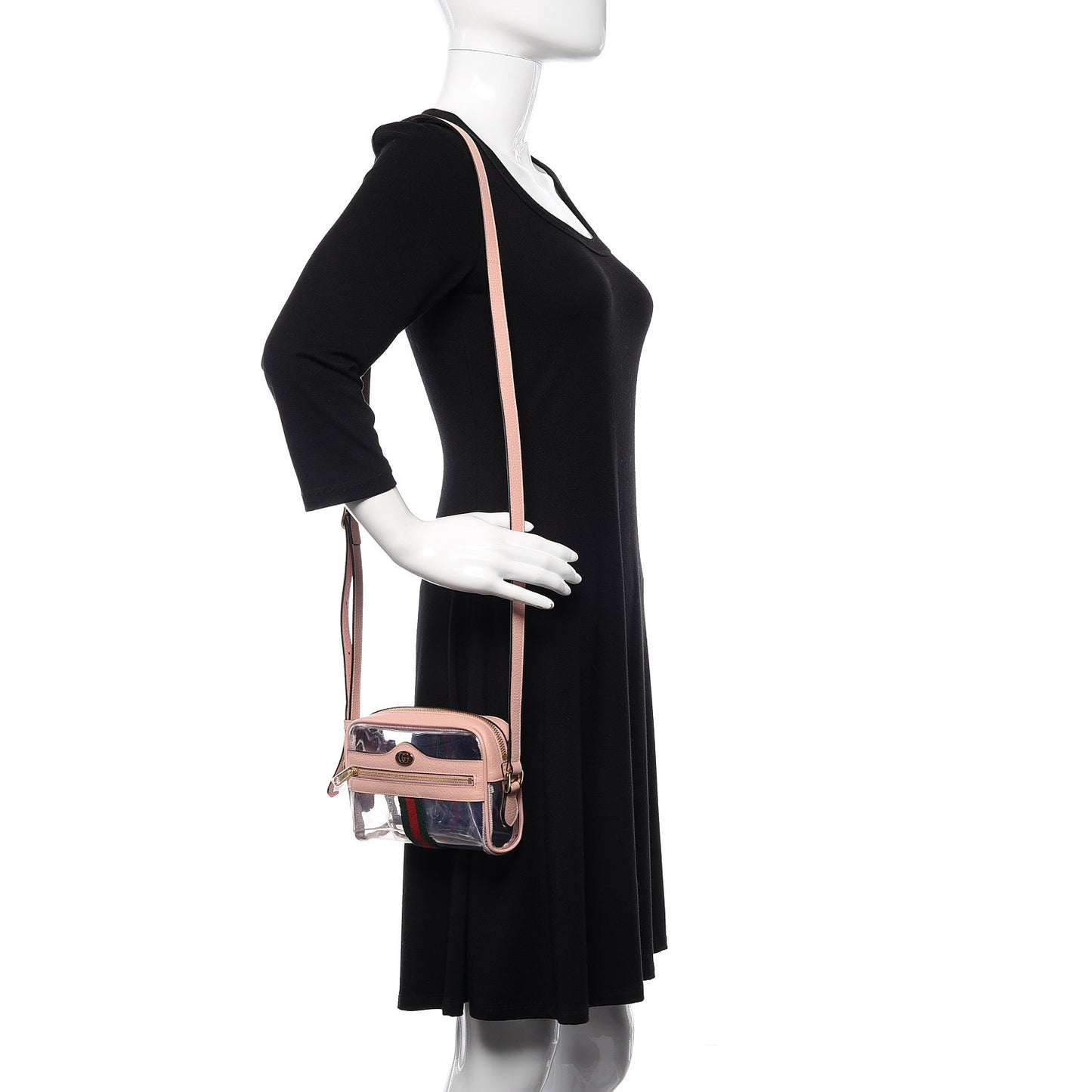 Vinyl Web Mini Ophidia Transparent Shoulder Bag Perfect Pink