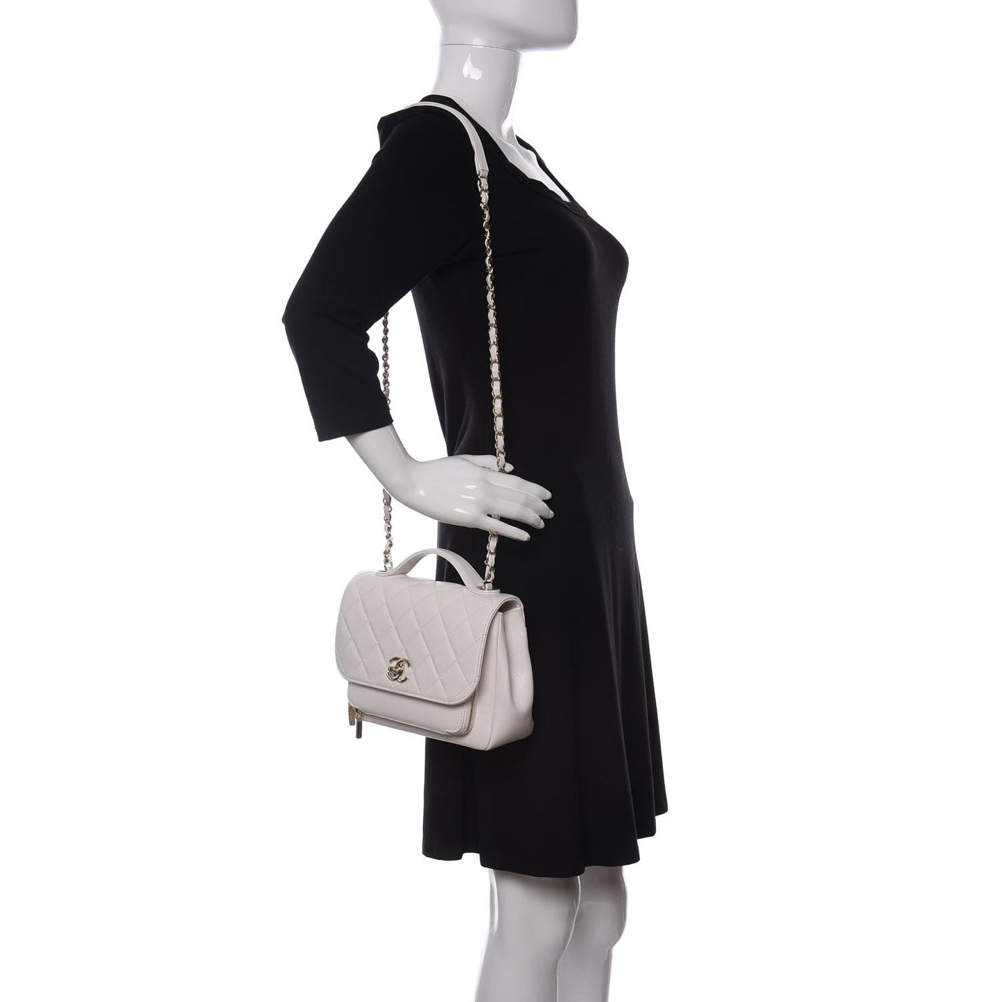 Caviar Quilted Medium Business Affinity Flap White