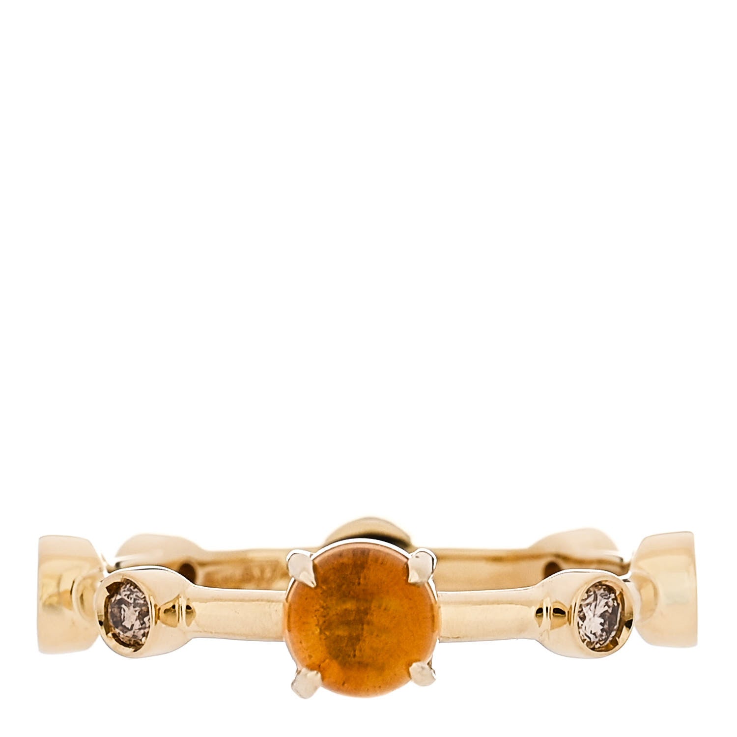 Damiani 18K Yellow Gold Diamond Citrine Band Ring 53 6.5 1 of 5