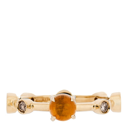 Damiani 18K Yellow Gold Diamond Citrine Band Ring 53 6.5 1 of 5