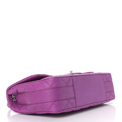 Chanel Elaphe Snakeskin Quilted Jumbo Easy Carry Flap Purple 4 of 9