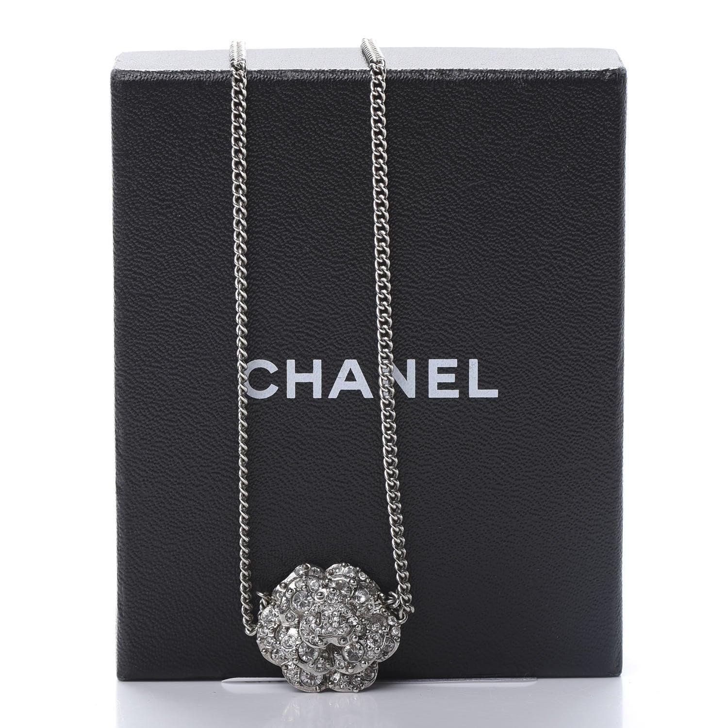 Chanel Strass CC Camellia Necklace Silver 5 of 5
