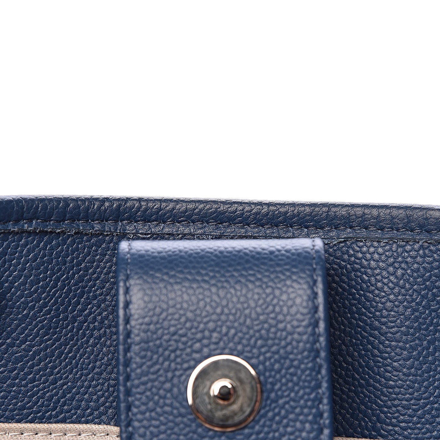 Glazed Calfskin Small Deauville Tote Blue