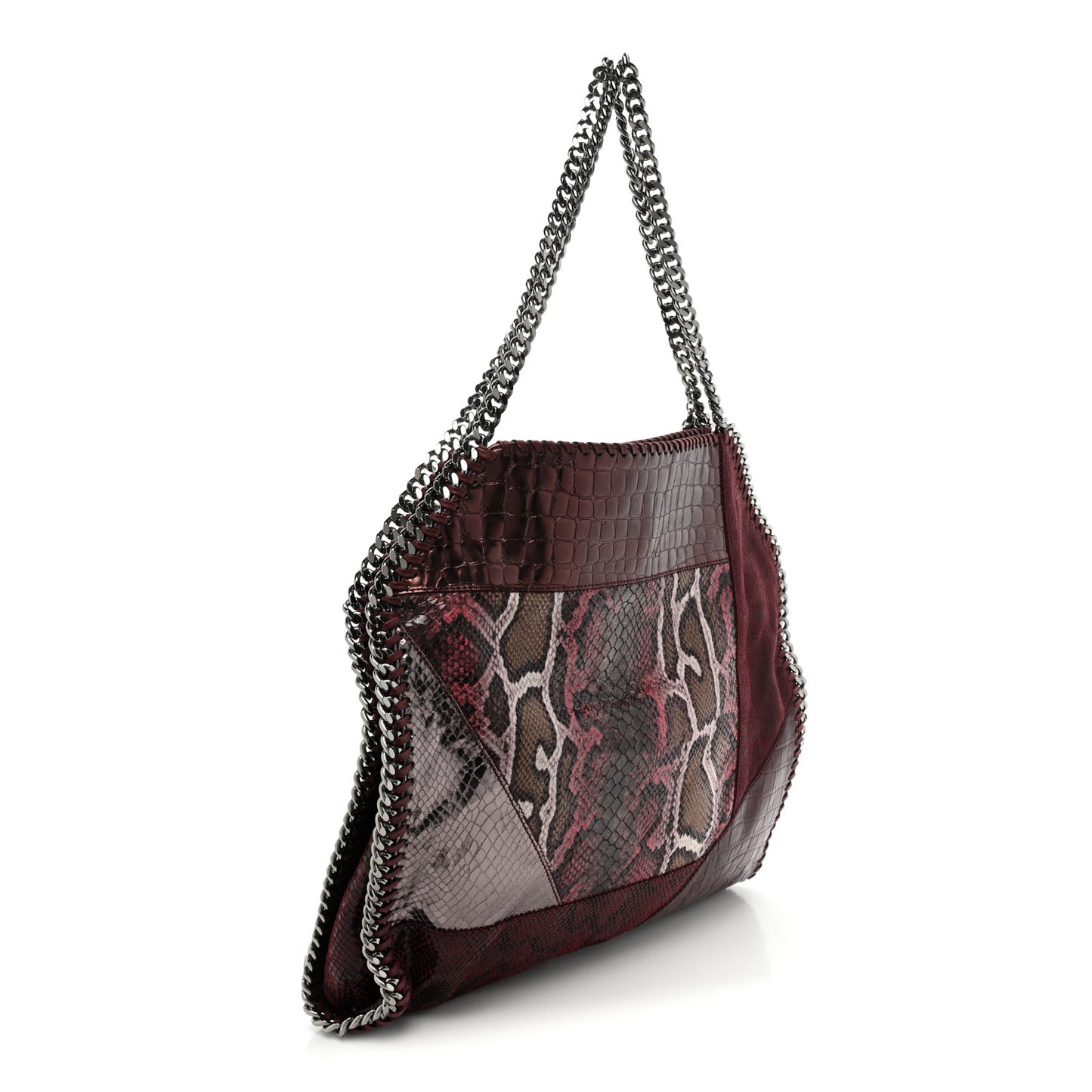 Eco Python Croc Small Falabella Fold Over Tote Red