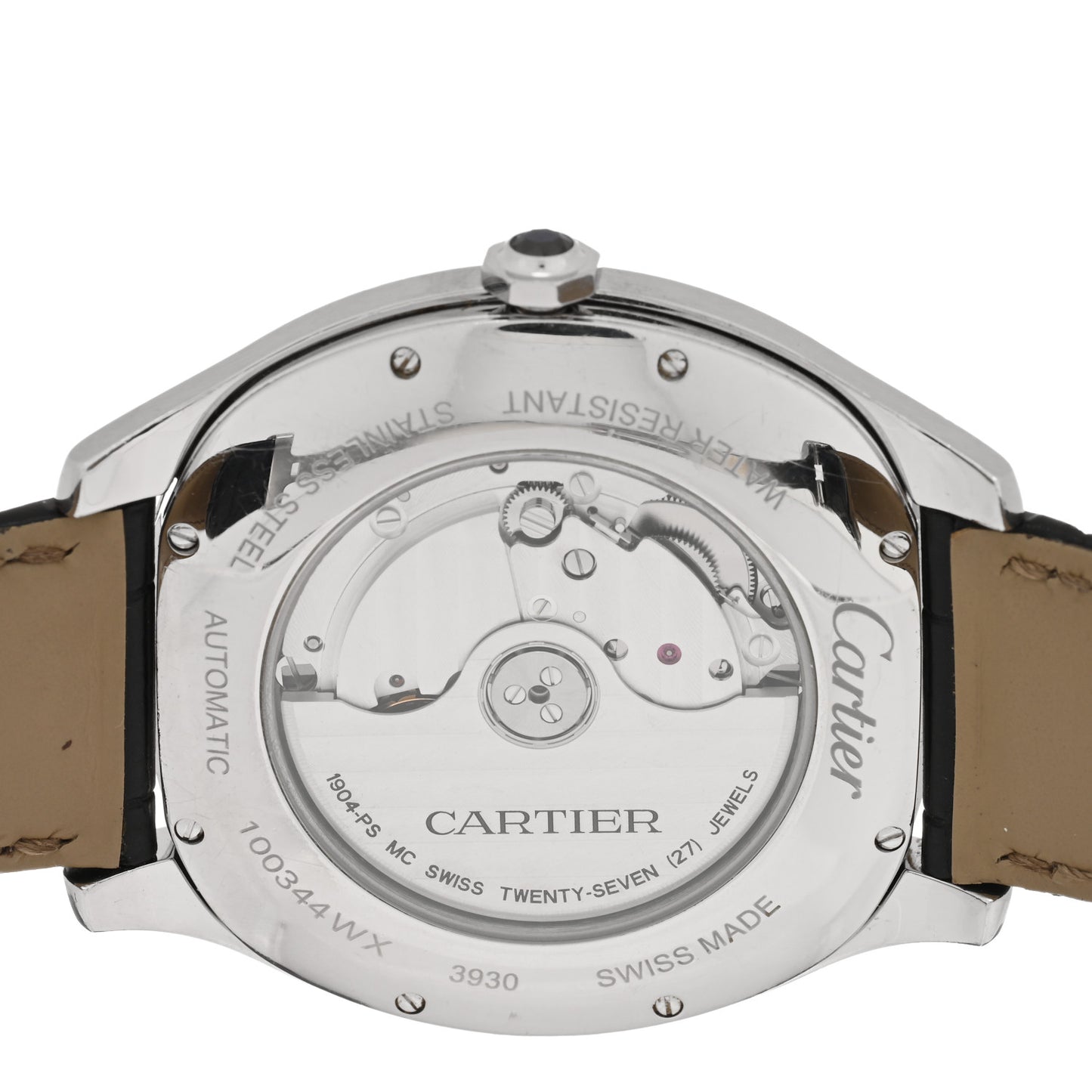Stainless Steel Alligator 41mm Drive De Cartier Automatic Watch Black