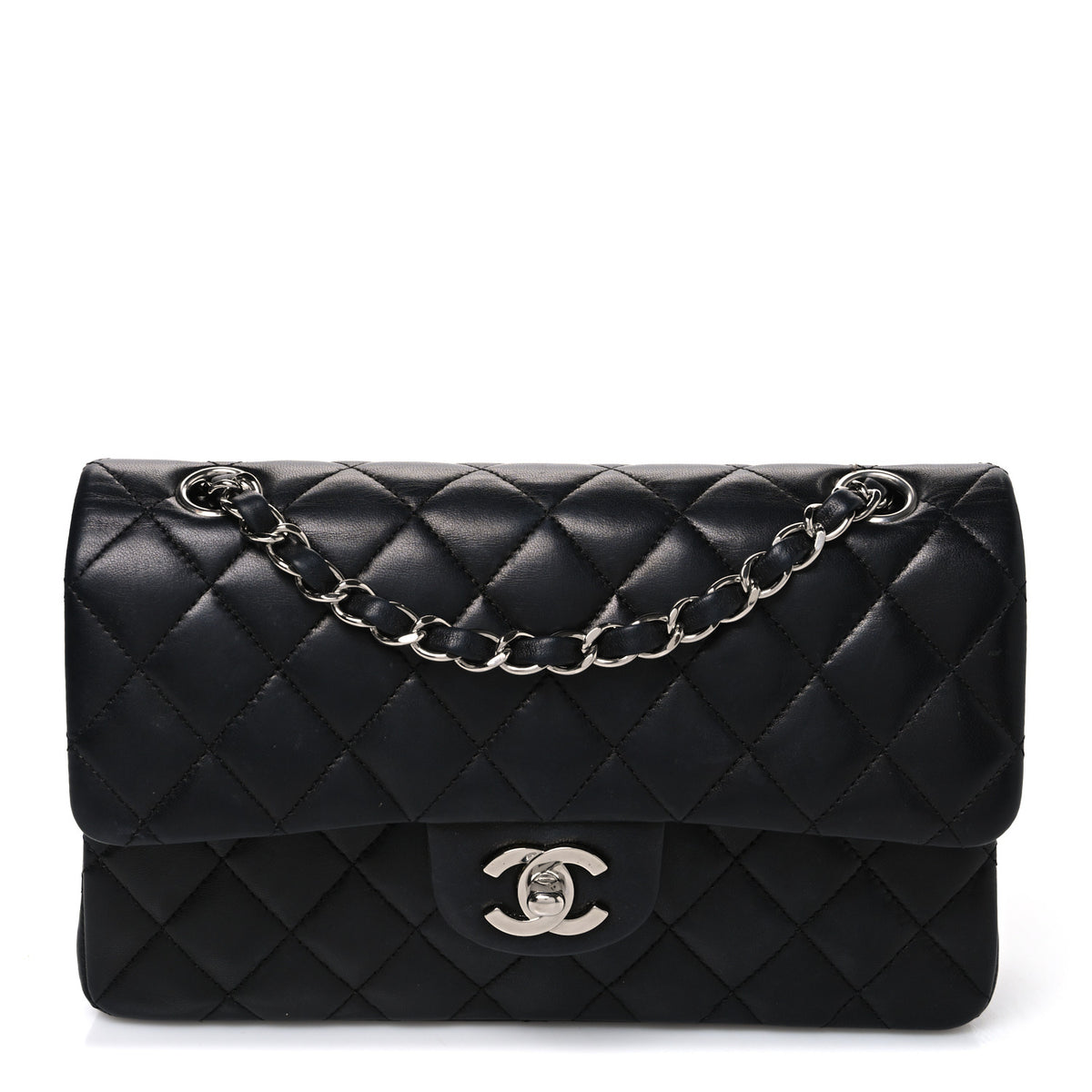 Lambskin Quilted Small Double Flap Black