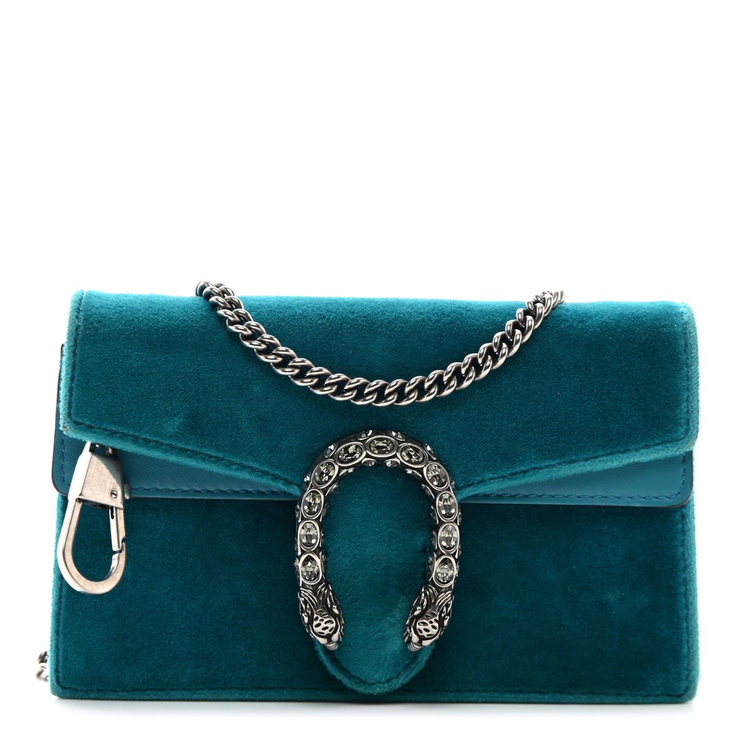 Velvet Super Mini Dionysus Shoulder Bag Pavone Cyan