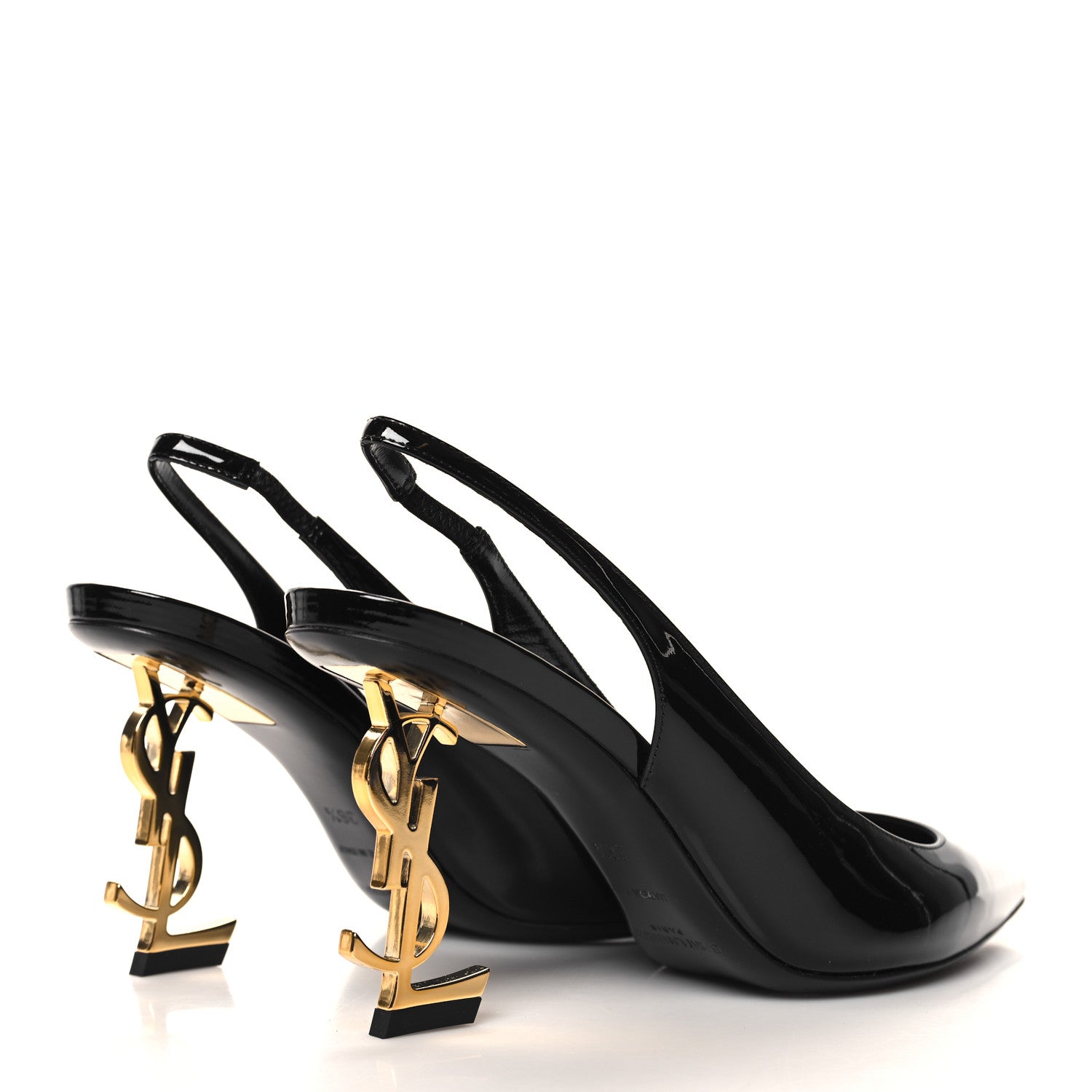 Saint Laurent Patent Opyum 85 Slingback Pumps 36.5 Black Gold 5 of 10