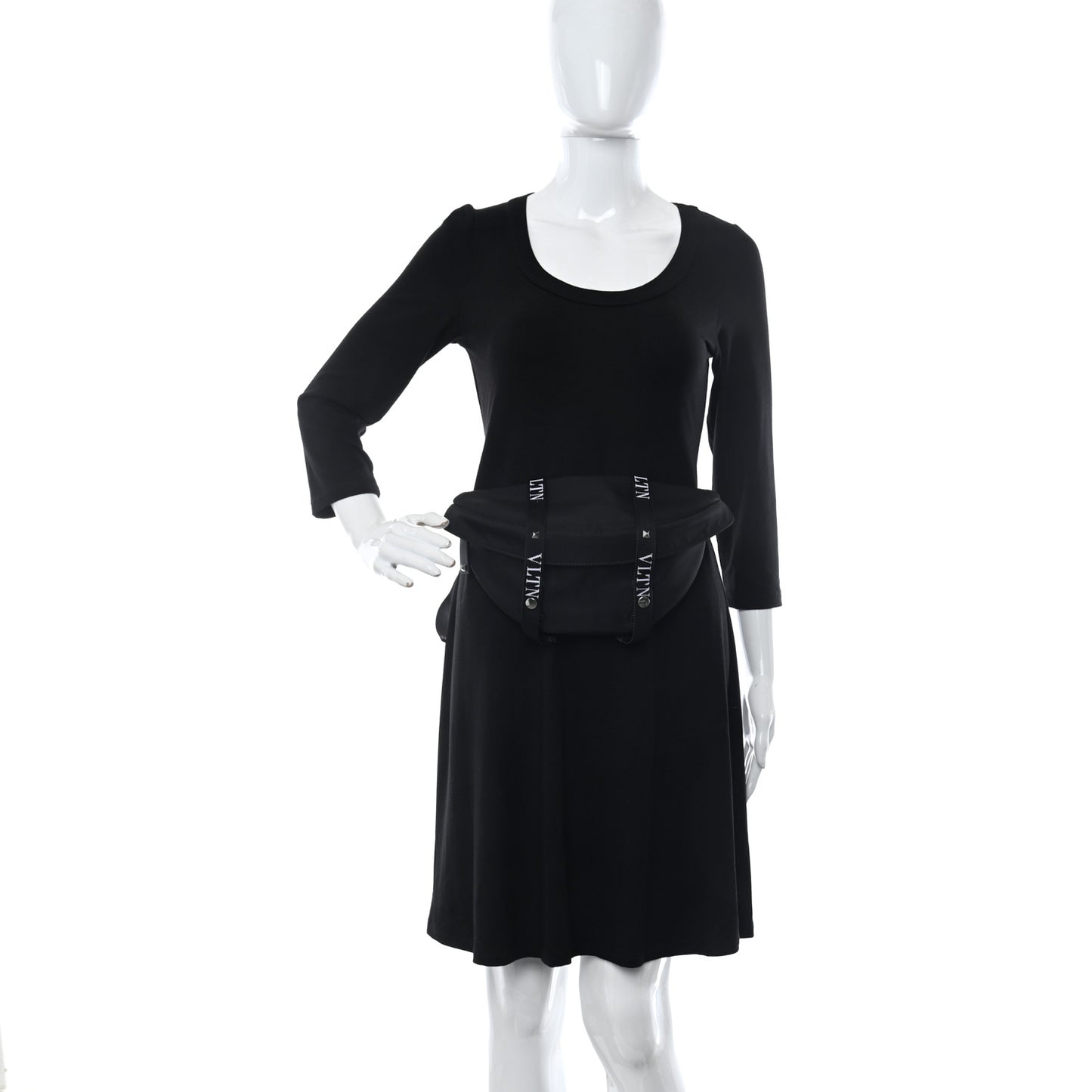 Nylon Ribbon VLTN Belt Bag Black