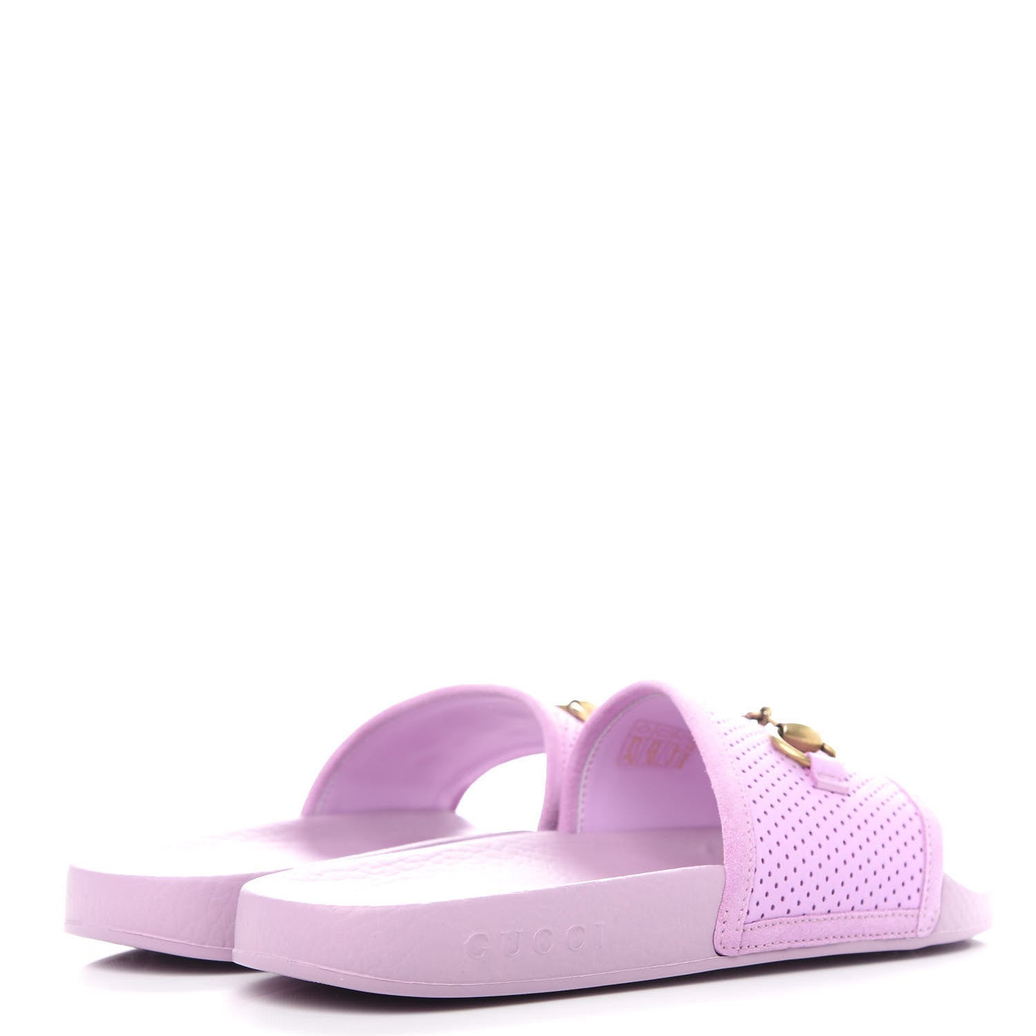 Gucci Suede Perforated Horsebit Slide Sandals 37 Malva 4 of 11