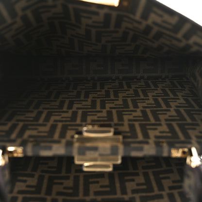 Fendi Fabric Jacquard Paillettes Vitello Seta FF 1974 Medium Peekaboo I SEE U Satchel Tobacco Moro 5 of 9