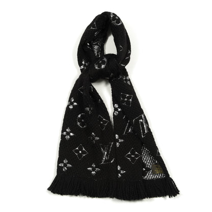 Louis Vuitton Wool Silk Logomania Shine Scarf Black 1 of 3