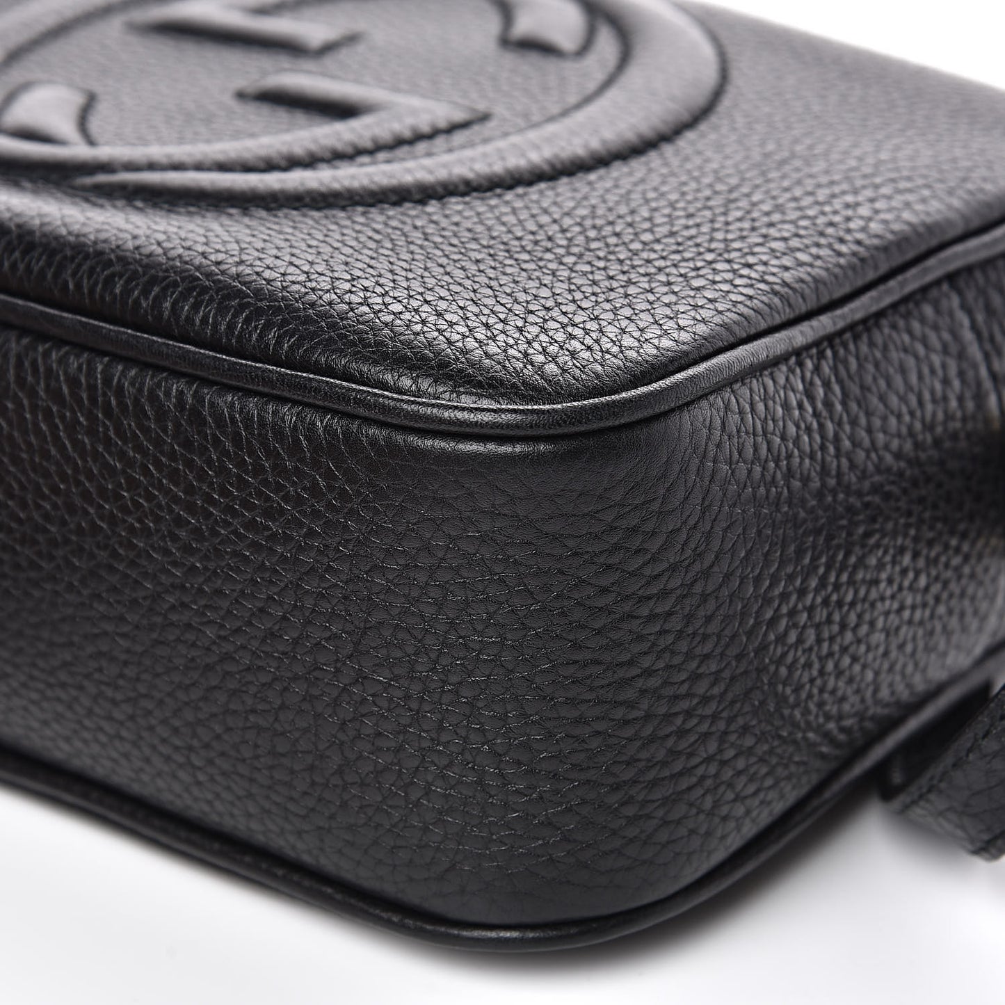 Pebbled Calfskin Small Soho Disco Bag Black