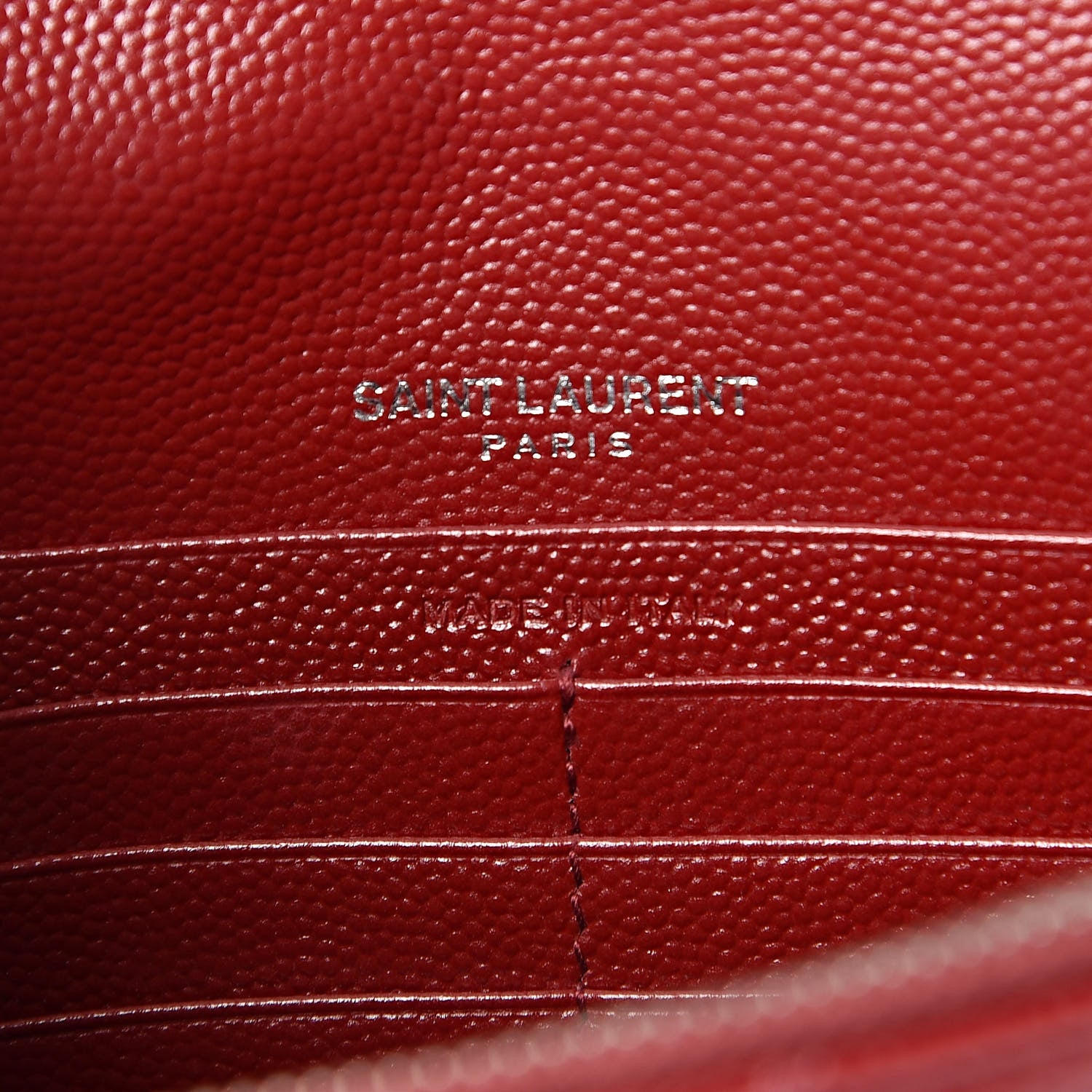 Saint Laurent Grain De Poudre Matelasse Chevron Monogram Envelope Chain Wallet New Red 6 of 11