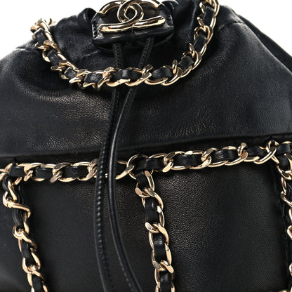 Chanel Lambskin Bucket Chain Drawstring Bag Black 8 of 10