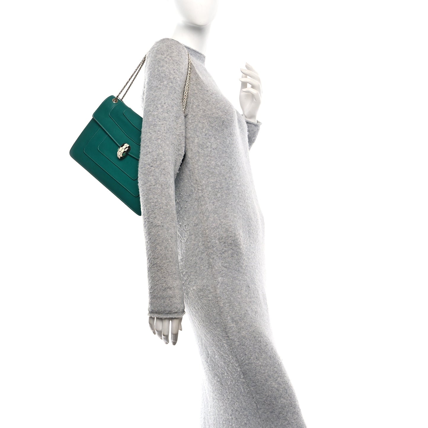 Calfskin Serpenti Forever Shoulder Bag Emerald Green