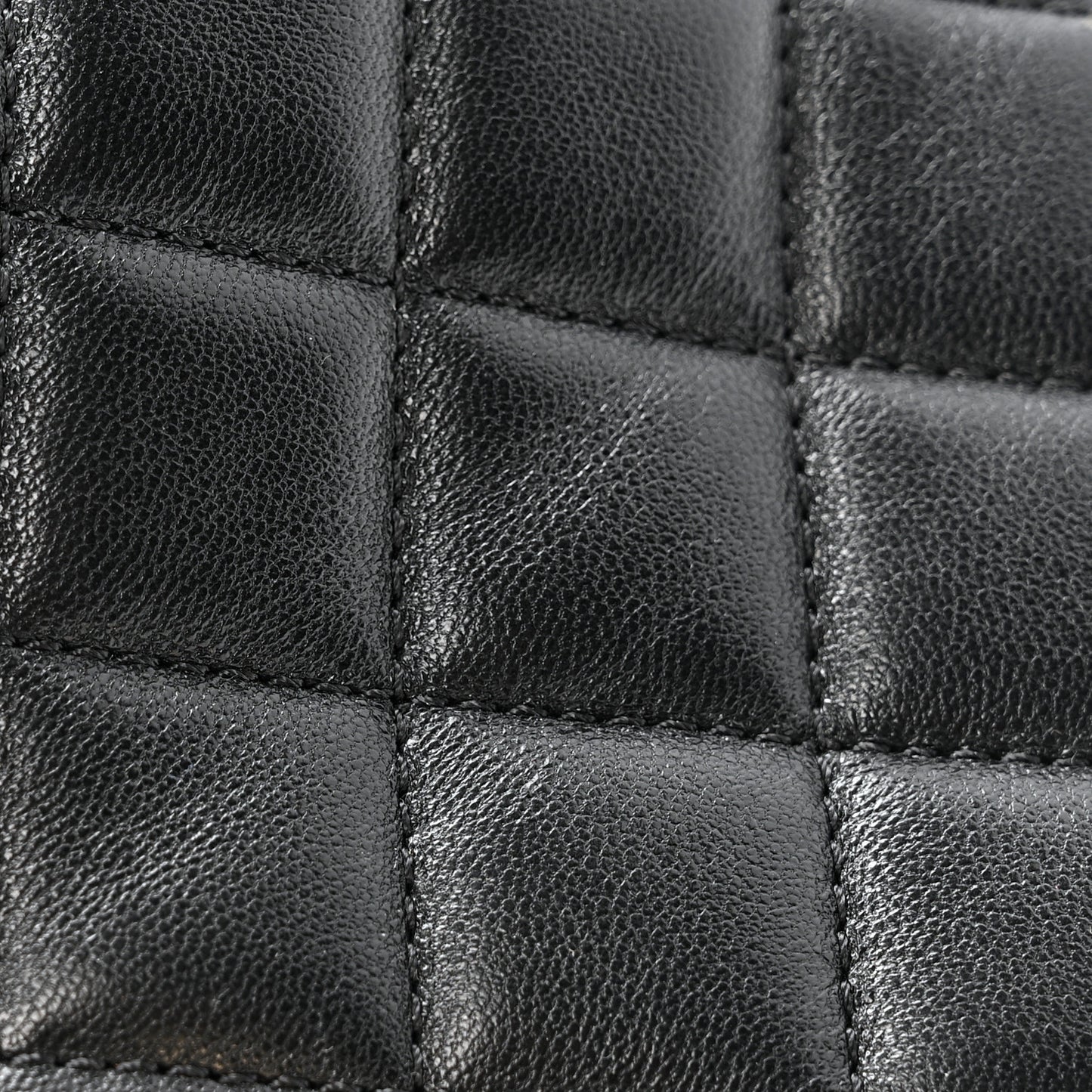 Lambskin Quilted Mini Rectangular Pearl Crush Flap Black