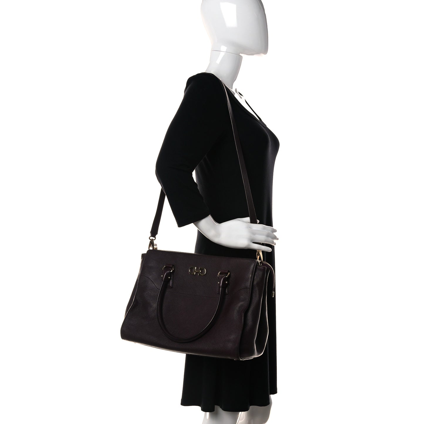 Printed Calfskin Beky Tote Burgundy