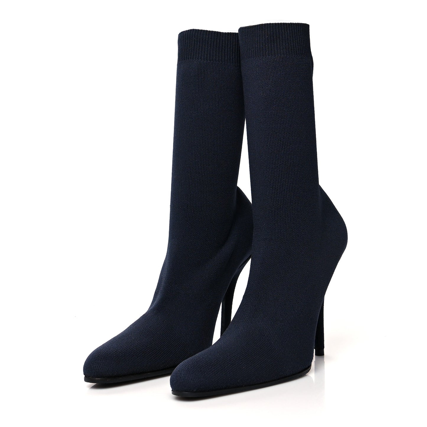 Jersey Crepe Round Toe Knife Booties 36 Black