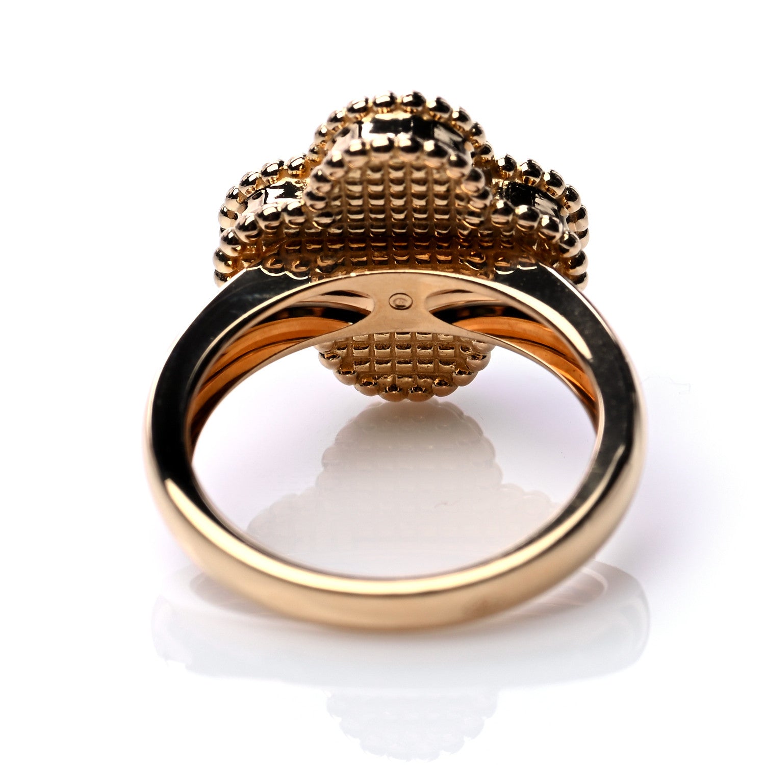 Van Cleef & Arpels 18K Yellow Gold Diamond Carnelian Vintage Alhambra Ring 50 5.25 6 of 7