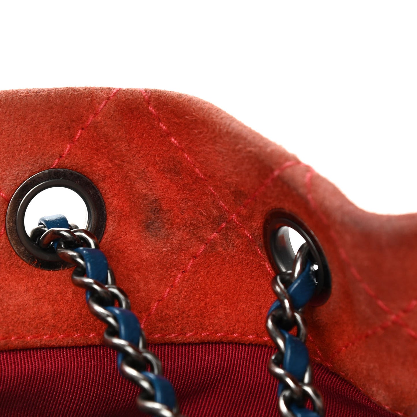 Suede Calfskin Quilted Small Gabrielle Backpack Orange Green