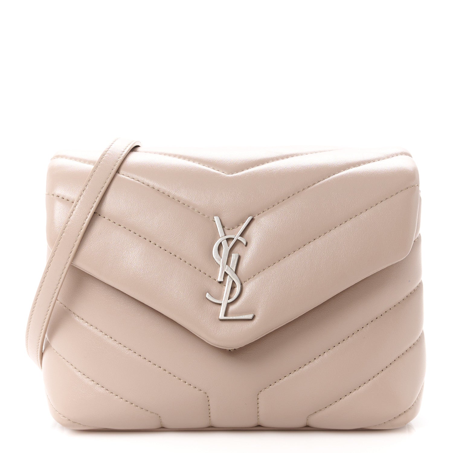 Saint Laurent Calfskin Y Quilted Monogram Toy Loulou Crossbody Bag Light Natural 1 of 11