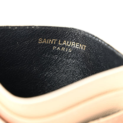 Saint Laurent Grain De Poudre Matelasse Chevron Monogram Credit Card Case Nude Powder 6 of 10