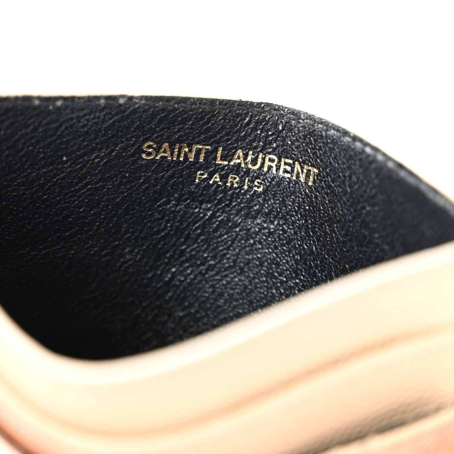 Saint Laurent Grain De Poudre Matelasse Chevron Monogram Credit Card Case Nude Powder 6 of 10