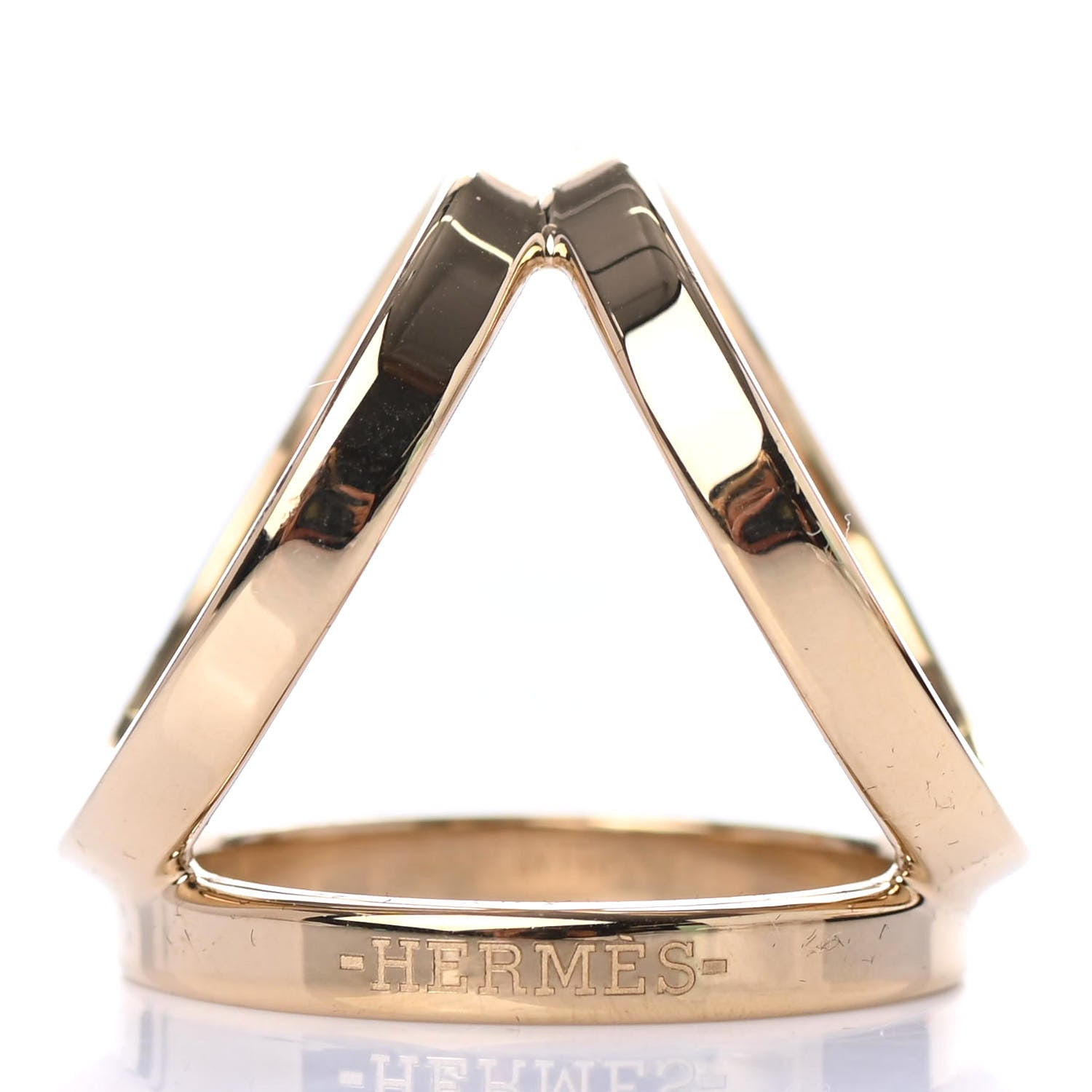 Hermes Permabrass Rose Gold Plated Trio Scarf Ring 2 of 4