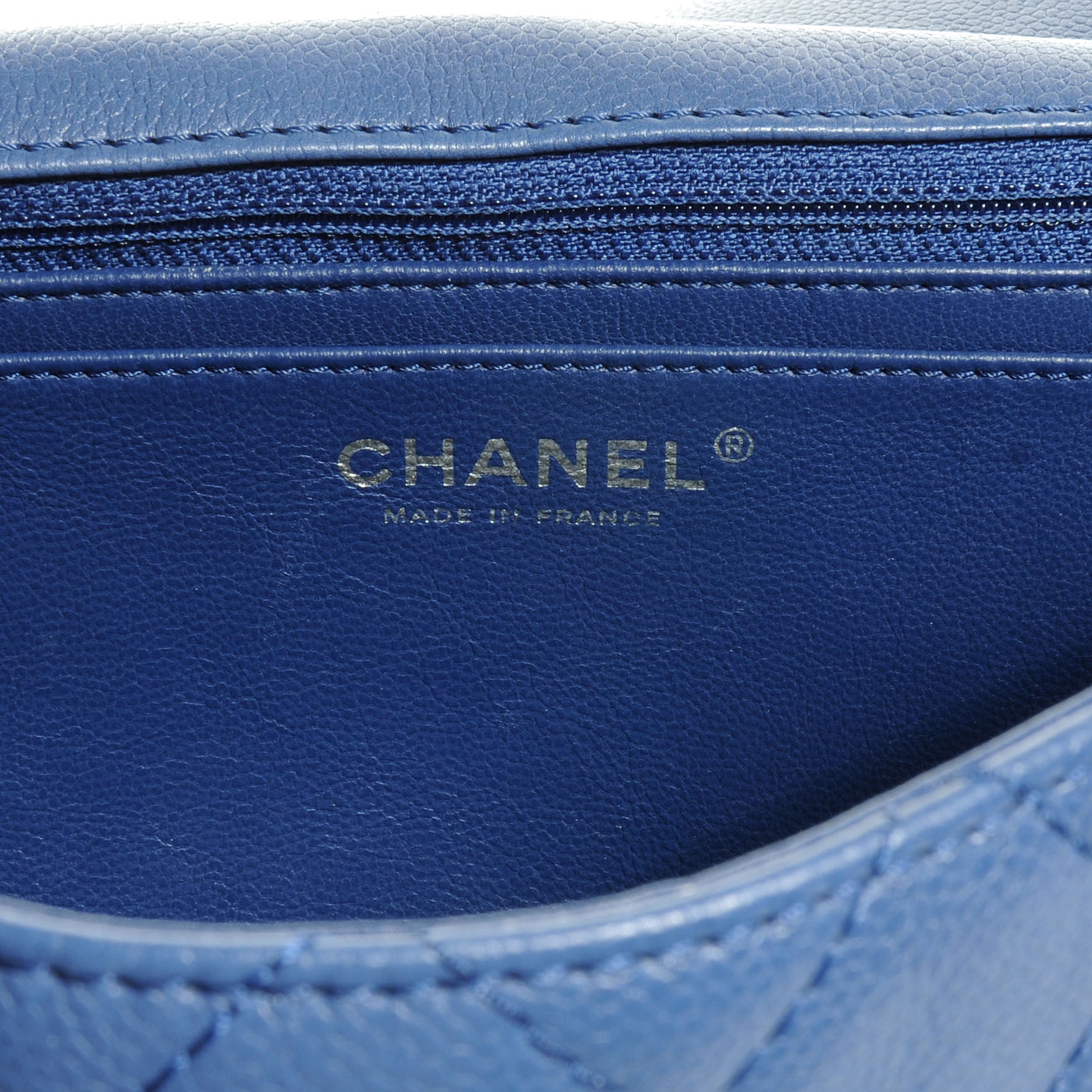 Chanel Washed Caviar Jumbo Single Flap Royal Blue 7 of 8