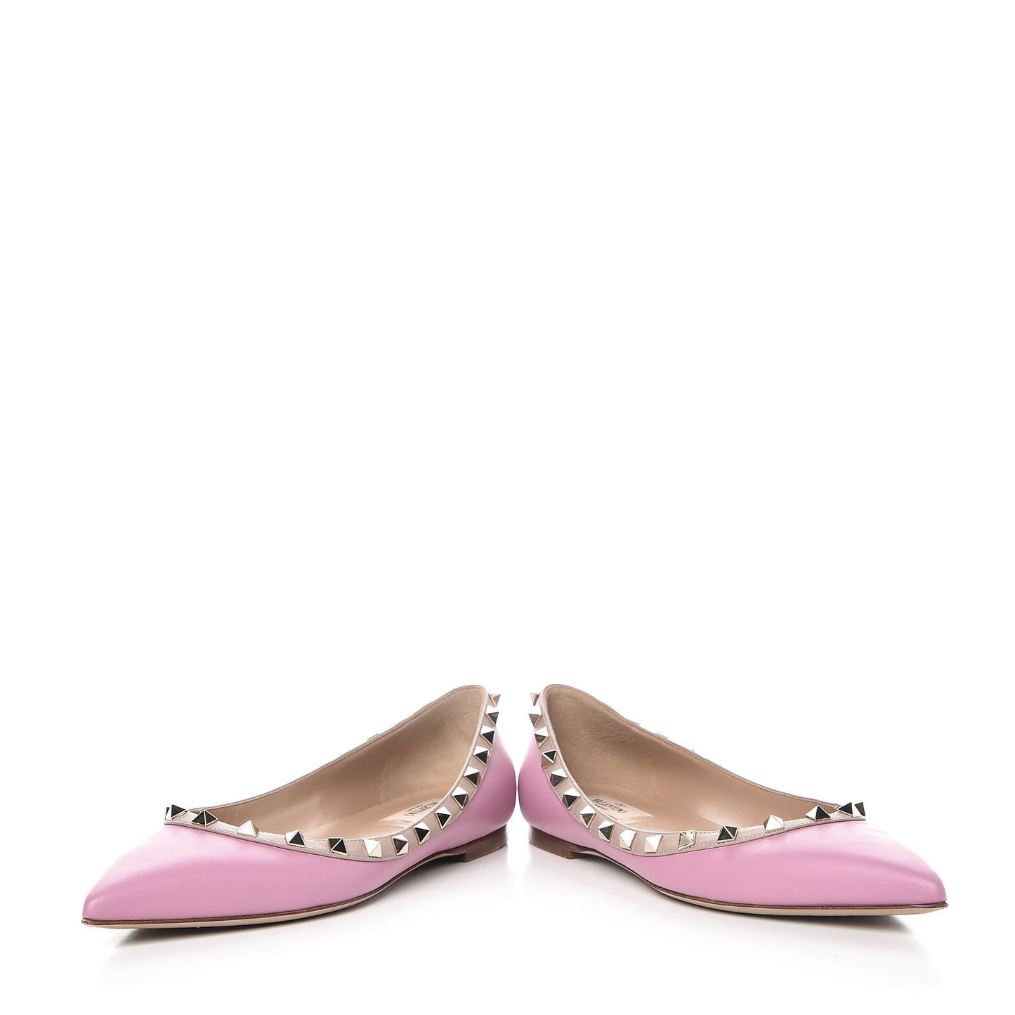 Calfskin Nappa Rockstud Ballerina Flats 38.5 Giacinto Poudre
