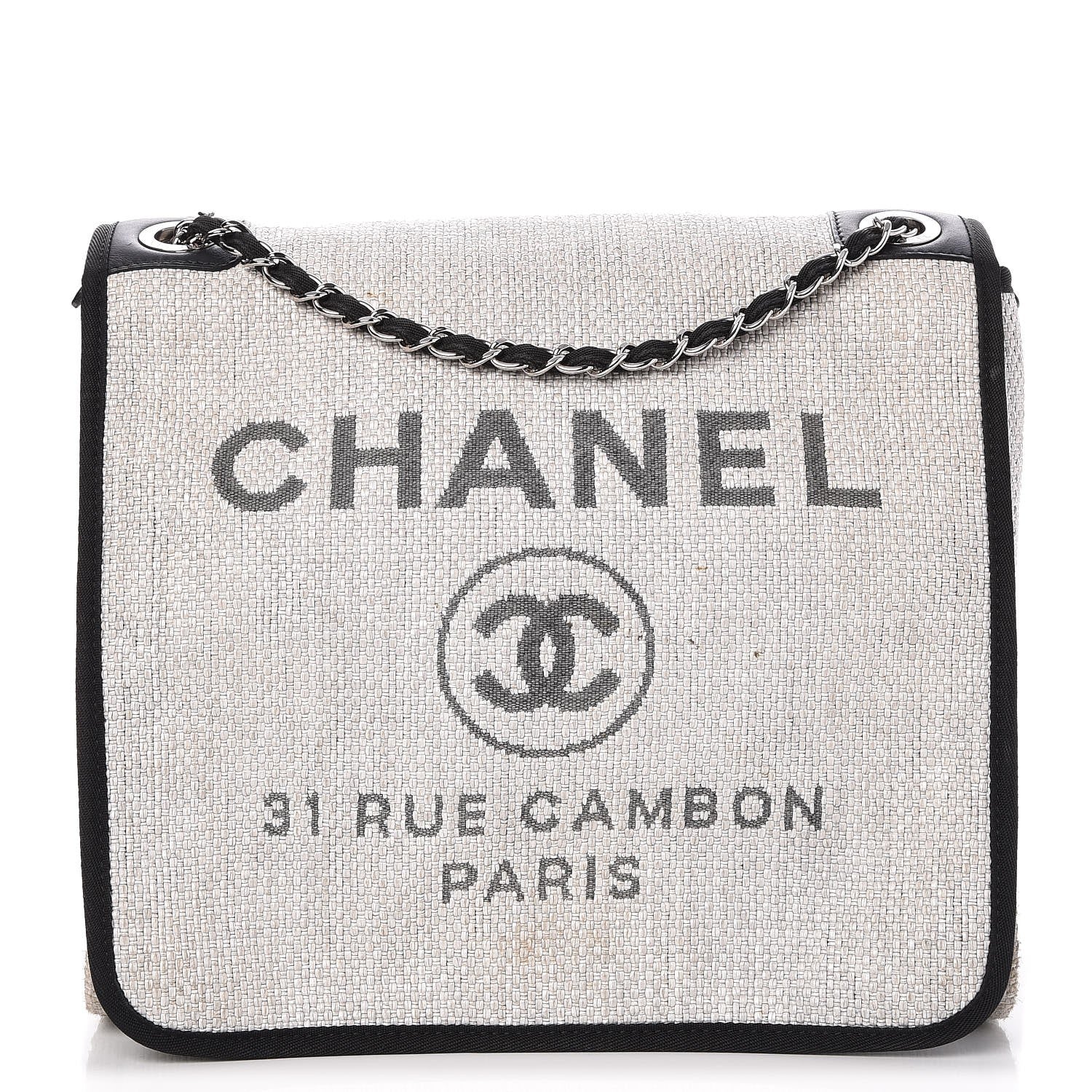Chanel Woven Straw Raffia Small Deauville Messenger Grey 1 of 8