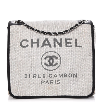 Chanel Woven Straw Raffia Small Deauville Messenger Grey 1 of 8