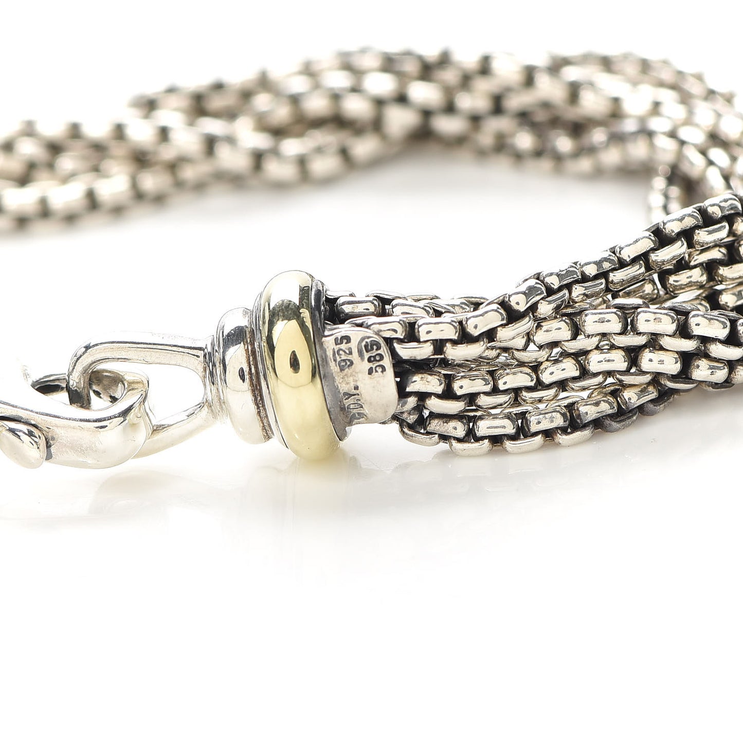 Sterling Silver 14K Yellow Gold Six-Row Box Chain Bracelet