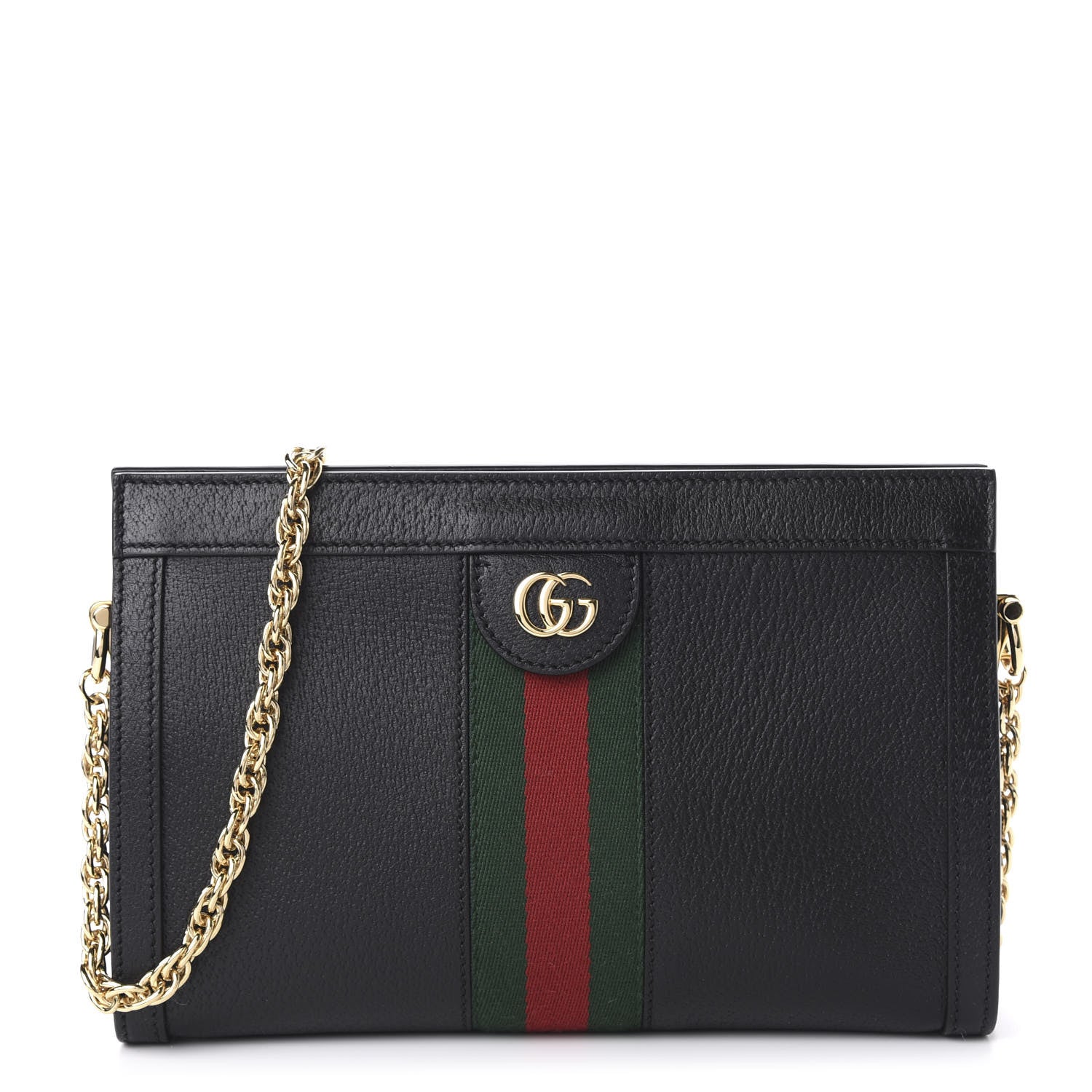 Gucci Calfskin GG Web Small Ophidia Chain Shoulder Bag Black 1 of 10