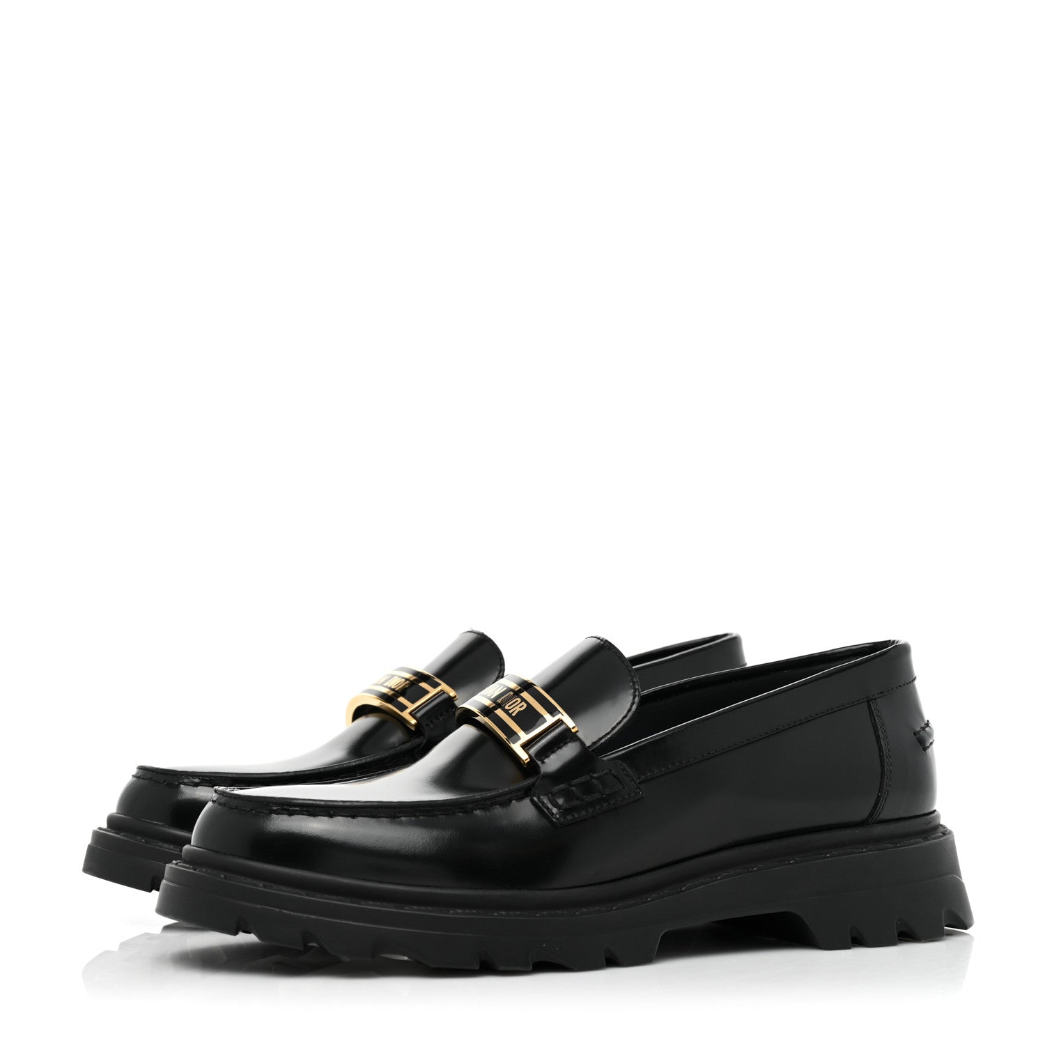 Christian Dior Brushed Calfskin Dior Code Lug Sole 15mm Loafers 36 Black 3 of 9
