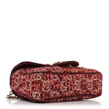 Gucci Tweed GG Monogram Mini GG Marmont Shoulder Bag Pink Red 4 of 12