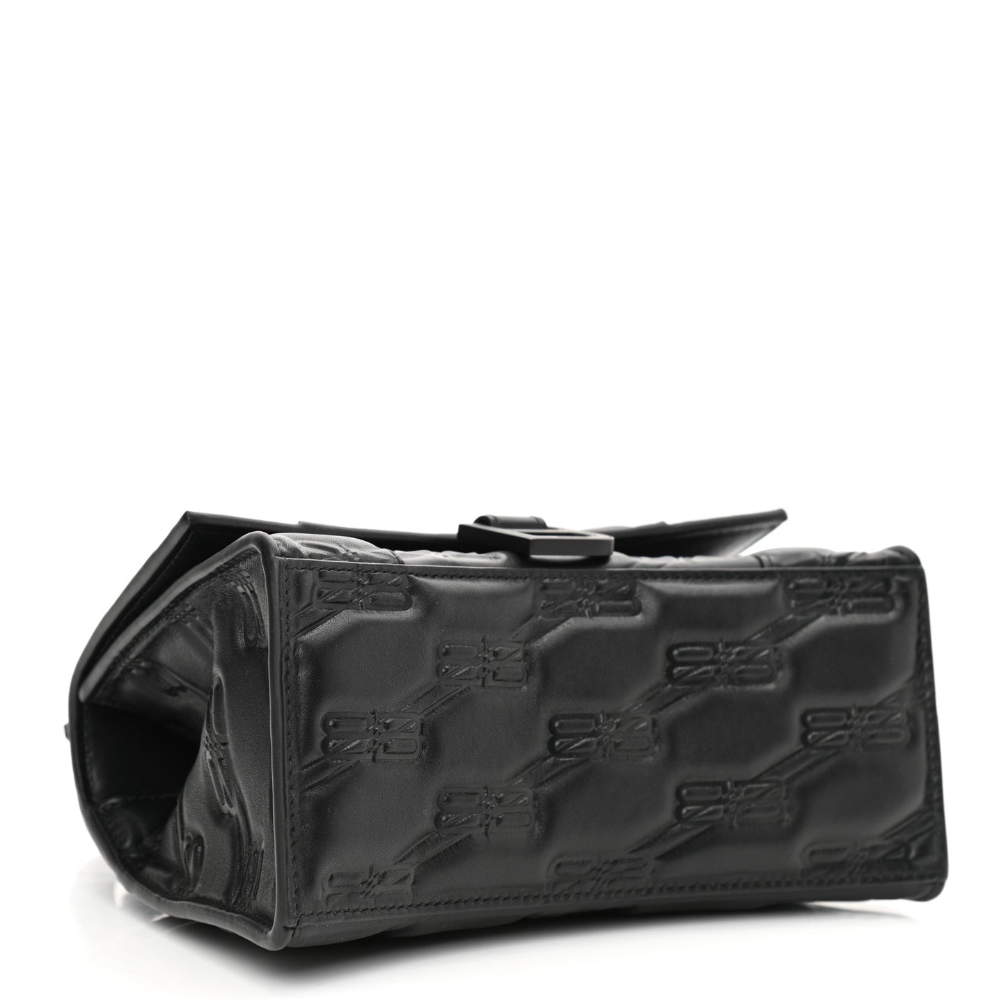 Nappa BB Monogram Embossed Small Hourglass Top Handle Bag Black